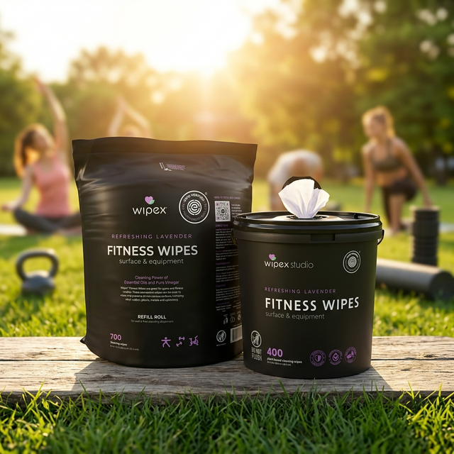 Wipex Natural Gym Wipes Starter Bundle with dispenser bucket and refill roll