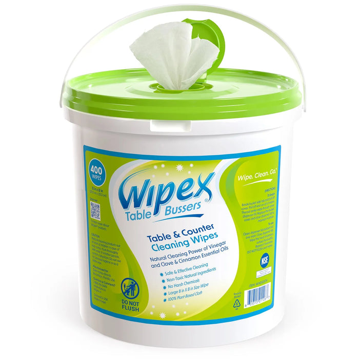 Wipex® Table Bussers® Natural All-Purpose Cleaning Wipes | Compostable Cloth | Portable Dispensing Bucket - by Wipex Co. - Available at wipex-natural-wipes.myshopify.com