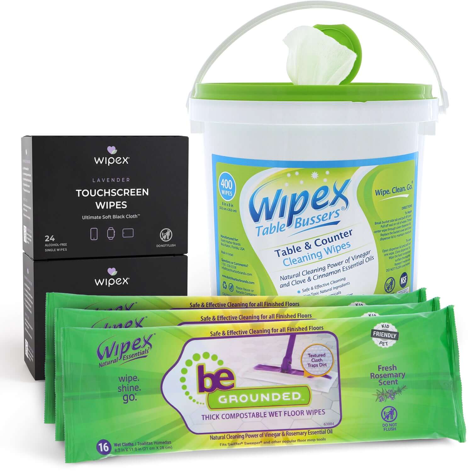 Plant-Based Home Cleaning Full Set | Wipes for Surfaces, Screens, & Floors