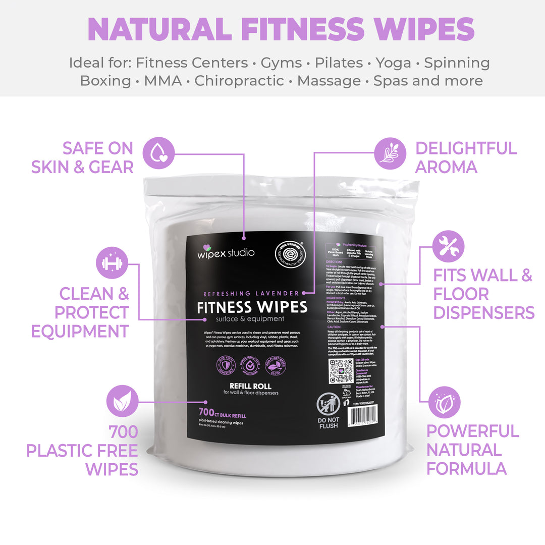 Wipex 700 Plant-Based Gym Wipes Bulk Refill Roll | Natural Fitness Equipment Wipes