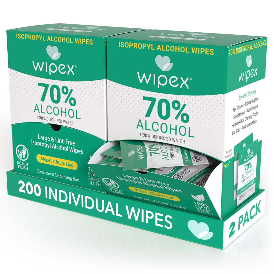 Wipex 70% Isopropyl Alcohol Wipes – 100 Single Sachets – Wipex Co.