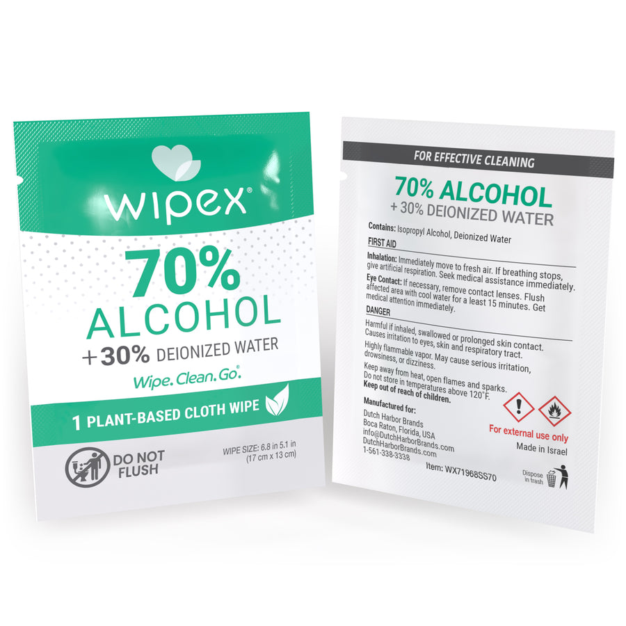 Wipex 70% Isopropyl Alcohol Wipes – 100 Single Sachets – Wipex Co.