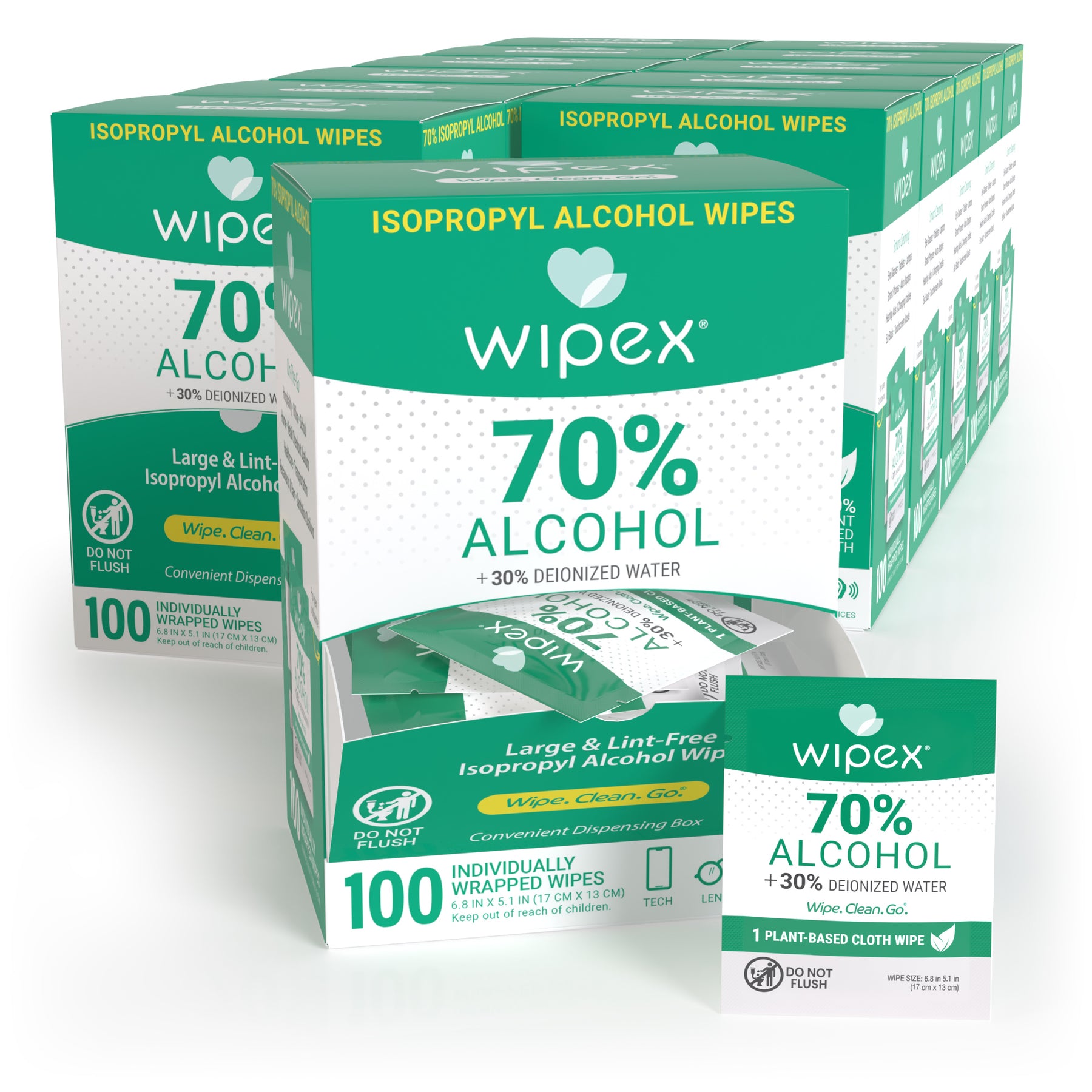 Wipex 70% Isopropyl Alcohol Wipes – 100 Single Sachets – Wipex Co.