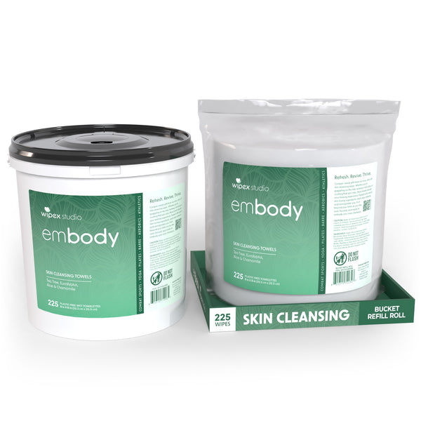 Embody® Cleaning Wipes Bundle - 225ct Eco Body Wipes & Natural Body Wipes 225ct Bucket Refill Roll