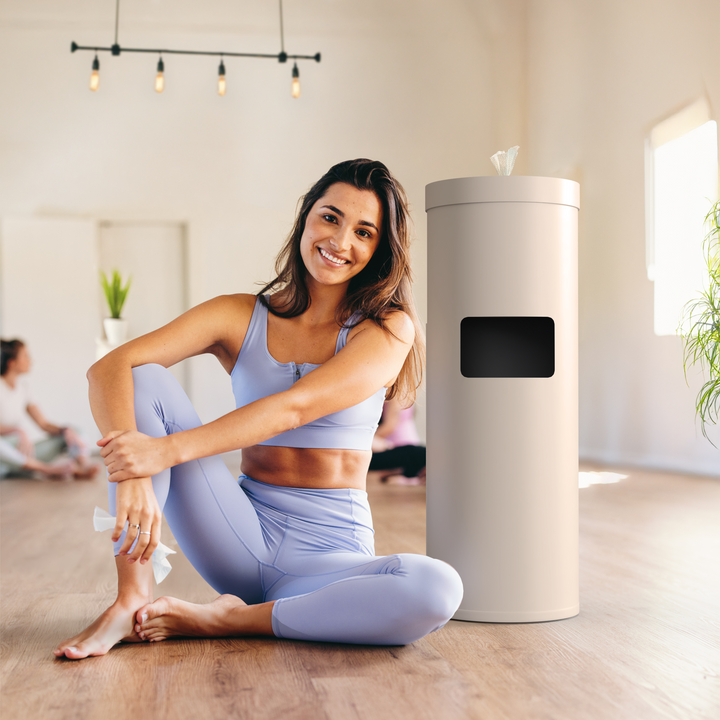 Wipex Premium Studio White Floor Dispenser for Bulk Gym Wipes | Stainless Steel | Free Standing Model