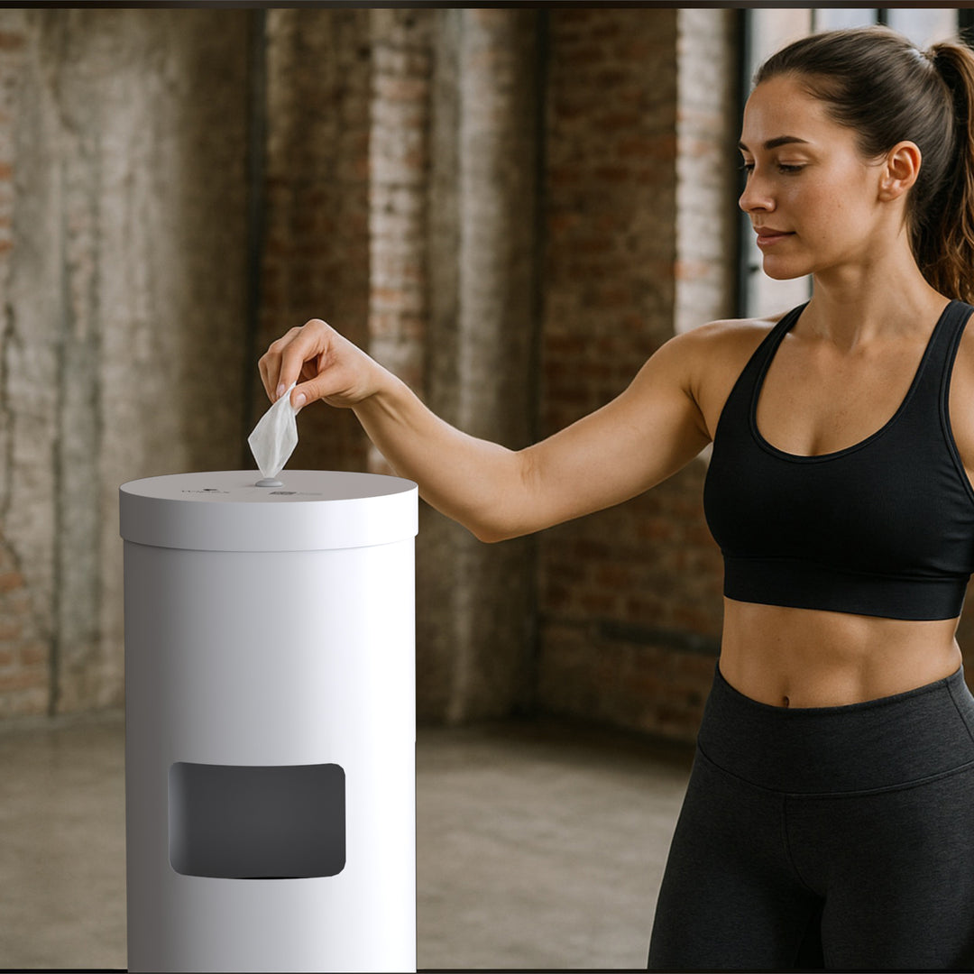 Wipex Premium Studio White Floor Dispenser for Bulk Gym Wipes | Stainless Steel | Free Standing Model
