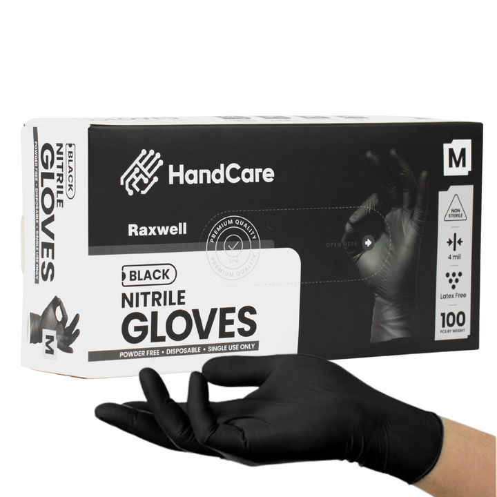 HandCare Black Nitrile Gloves - Exam Grade, Powder Free (4 Mil) - Multipurpose Gloves by Gloves.com - Available at wipex-natural-wipes.myshopify.com