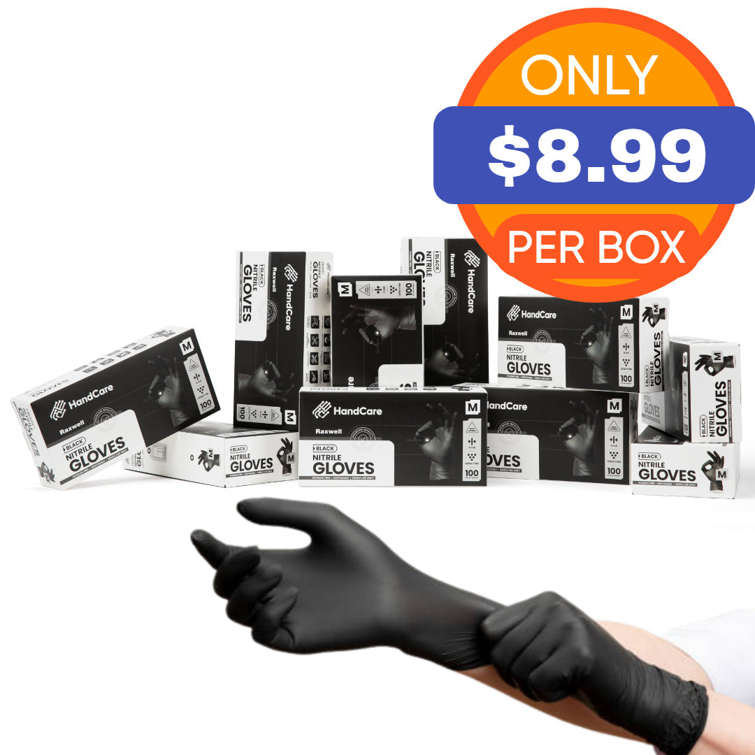 HandCare Black Nitrile Gloves - Exam Grade, Powder Free (4 Mil) - Multipurpose Gloves by Gloves.com - Available at wipex-natural-wipes.myshopify.com