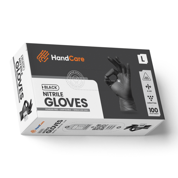 HandCare Black Nitrile Gloves - Exam Grade, Powder Free (4 Mil) - Multipurpose Gloves by Gloves.com - Available at wipex-natural-wipes.myshopify.com