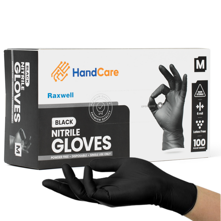 HandCare Black Nitrile Gloves - Exam Grade, Powder Free (6 Mil) - product_type by Gloves.com - Available at wipex-natural-wipes.myshopify.com
