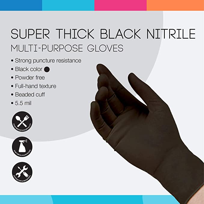 HandCare Black Nitrile Gloves - Exam Grade, Powder Free (6 Mil) - product_type by Gloves.com - Available at wipex-natural-wipes.myshopify.com