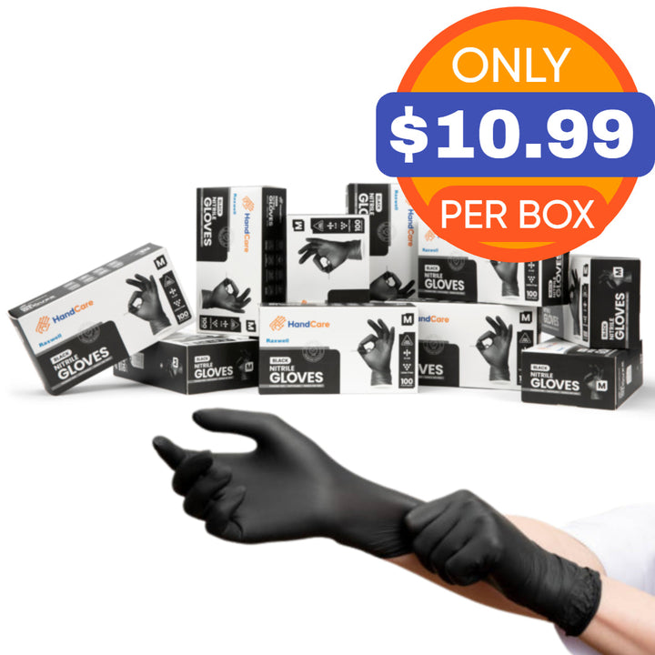 HandCare Black Nitrile Gloves - Exam Grade, Powder Free (6 Mil) - product_type by Gloves.com - Available at wipex-natural-wipes.myshopify.com