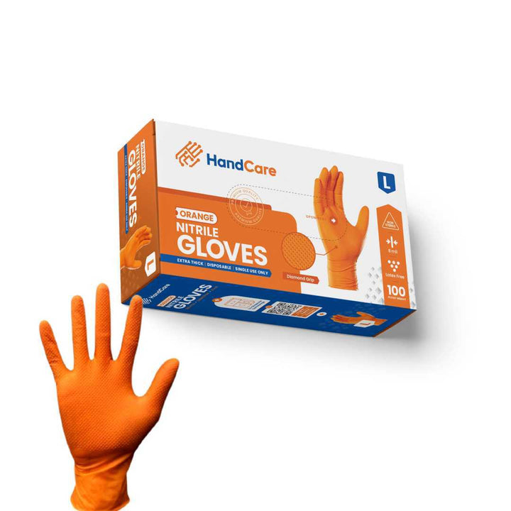 HandCare Orange Nitrile Gloves - Powder Free (8 Mil), 1,000 Gloves - product_type by Gloves.com - Available at wipex-natural-wipes.myshopify.com