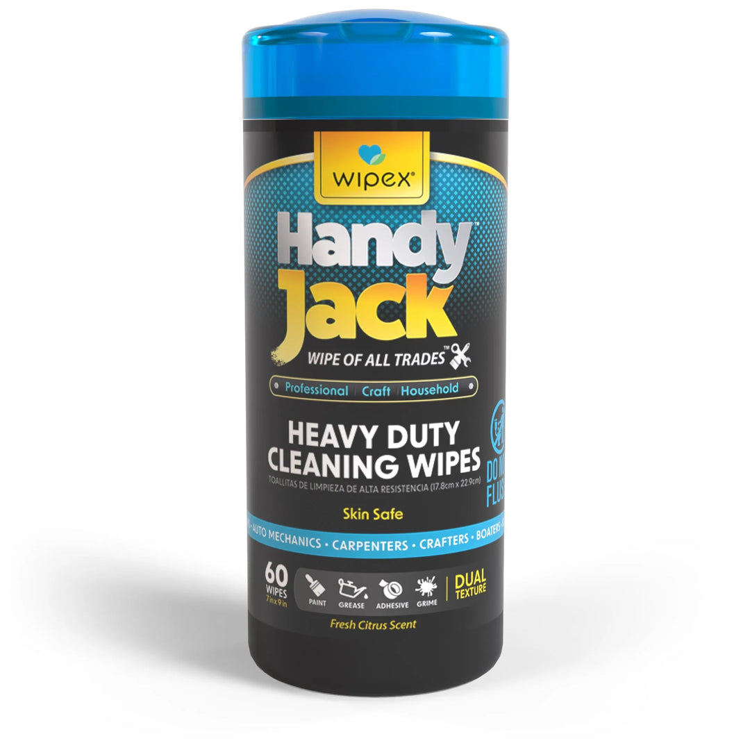Handy Jack® Heavy Duty Cleaning Wipes 60ct Canister -  by Wipex Co. - Available at wipex-natural-wipes.myshopify.com