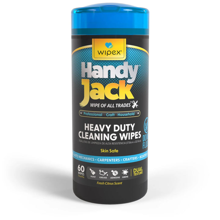 Handy Jack® Heavy Duty Cleaning Wipes 60ct Canister -  by Wipex Co. - Available at wipex-natural-wipes.myshopify.com