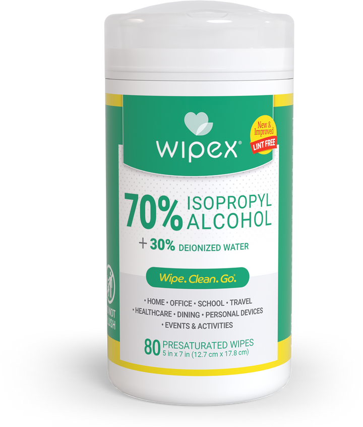 Wipex® 70% Pure Isopropyl Alcohol Wipes Canister 80ct | Commercial/Industrial Grade