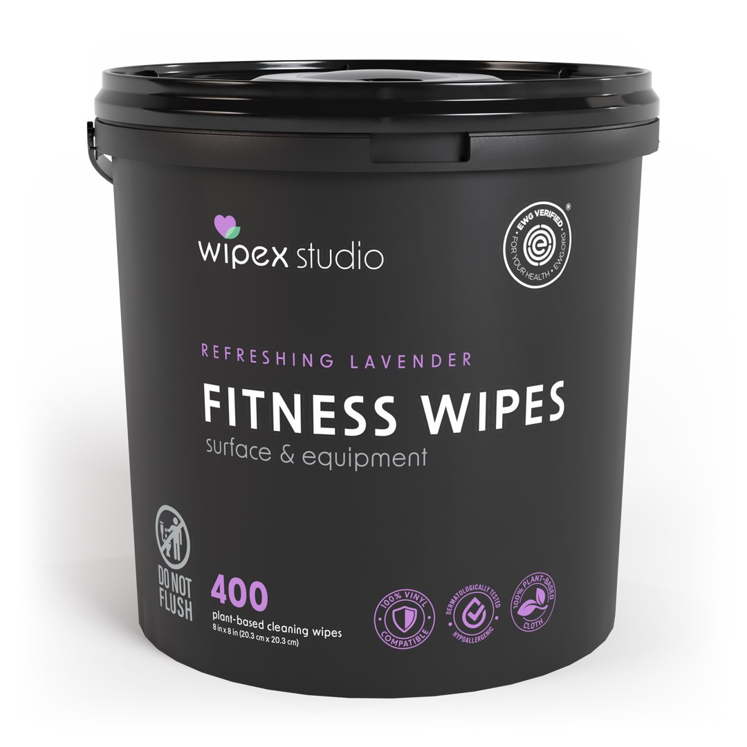 Wipex 400ct Natural Gym Wipes for Fitness Equipment | Portable Dispensing Bucket or Refill | Plant-Based