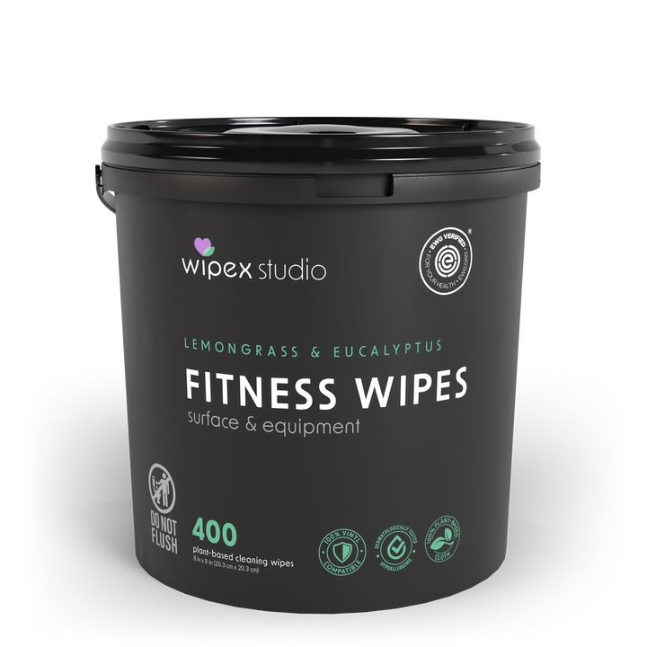 Wipex 400ct Natural Gym Wipes for Fitness Equipment | Portable Dispensing Bucket or Refill | Plant-Based