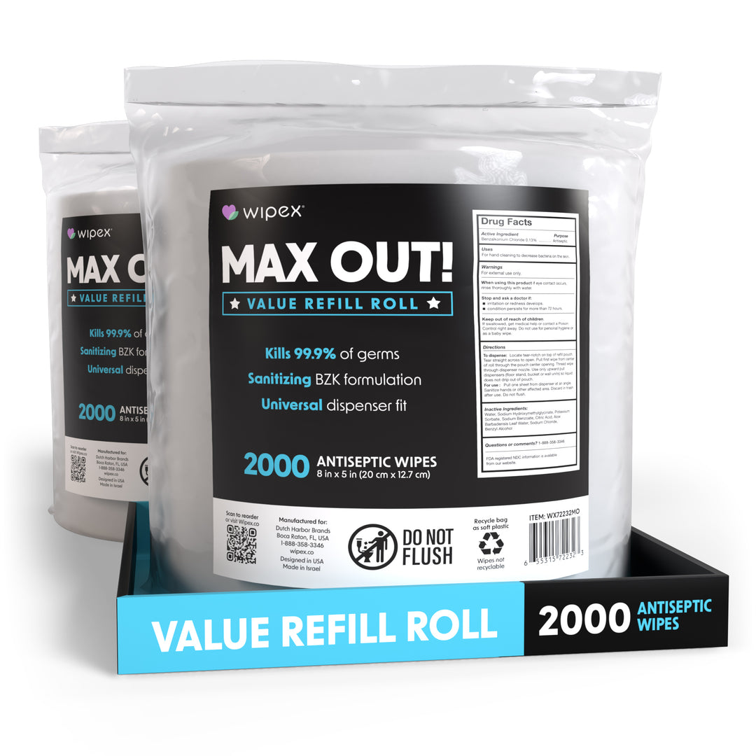 MAX OUT!® Economy 2000ct BZK Sanitizing Wipes Value Refill Roll – Lint-Free, Alcohol-Free - product_type by Wipex Co. - Available at wipex-natural-wipes.myshopify.com