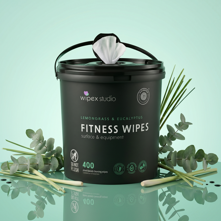 Wipex 400ct Natural Gym Wipes for Fitness Equipment | Portable Dispensing Bucket or Refill | Plant-Based