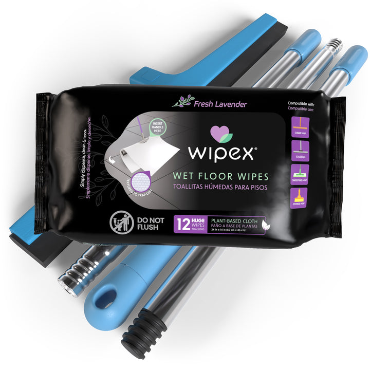 Wipex Earth-Friendly XL Wet Mop Wipes | Plastic-Free Floor Cleaning Pads