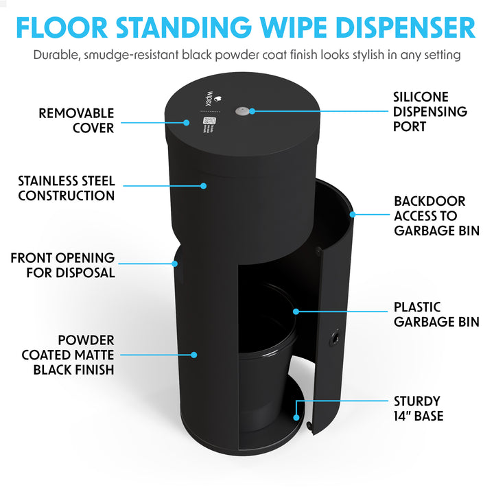 Wipex Stainless Steel Bulk Wipes Free Standing Floor Dispenser for Gym Wipes