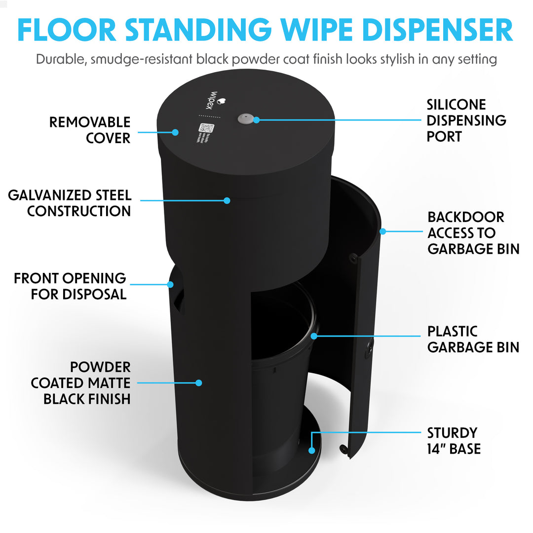 Wipex Stainless Steel Bulk Wipes Free Standing Floor Dispenser for Gym Wipes