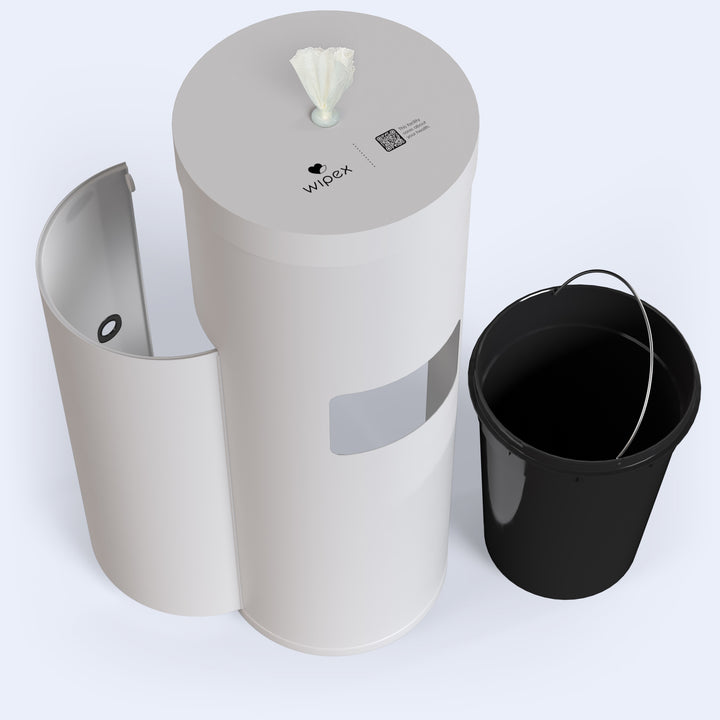 Wipex Premium Studio White Floor Dispenser for Bulk Gym Wipes | Stainless Steel | Free Standing Model