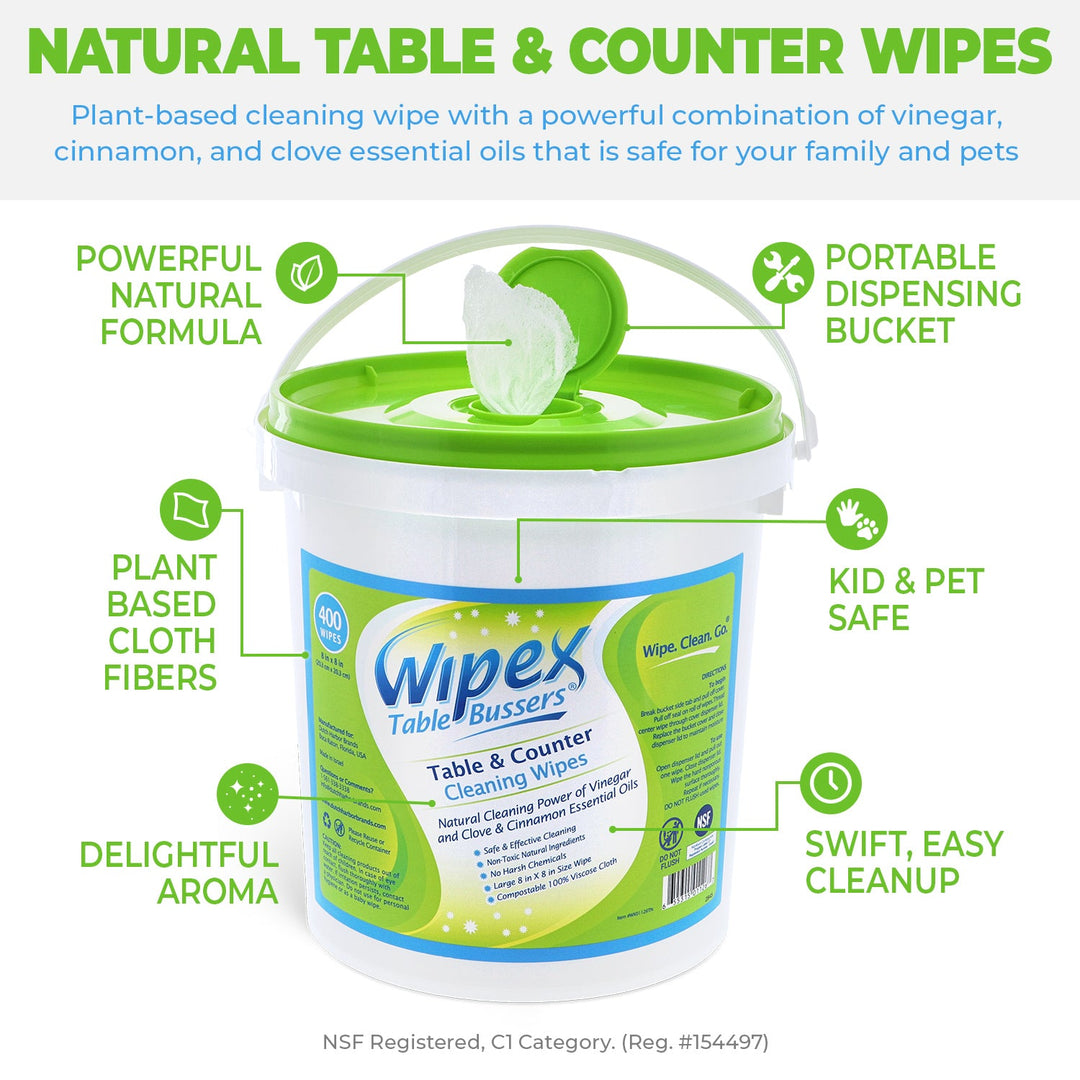 All-Purpose Natural Cleaning Wipes | Biodegradable Cloth | Portable Dispensing Bucket - Wipex Cleaning Wipes