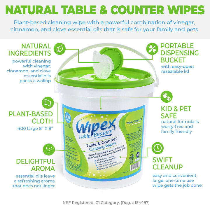 All-Purpose Natural Cleaning Wipes | Biodegradable Cloth | Portable Dispensing Bucket - Wipex Cleaning Wipes