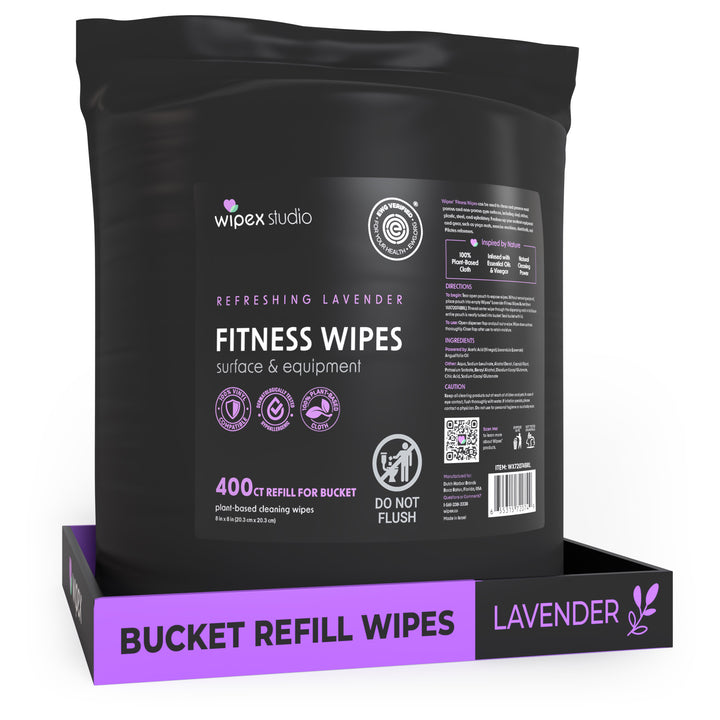 Wipex 400 Yoga Mat Wipes | Natural | Plant-based | For Fitness & Yoga Gear, Chiropractic, Massage Tables