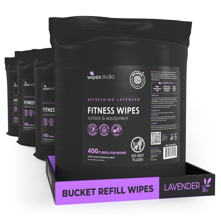 Wipex 400 Yoga Mat Wipes | Natural | Plant-based | For Fitness & Yoga Gear, Chiropractic, Massage Tables