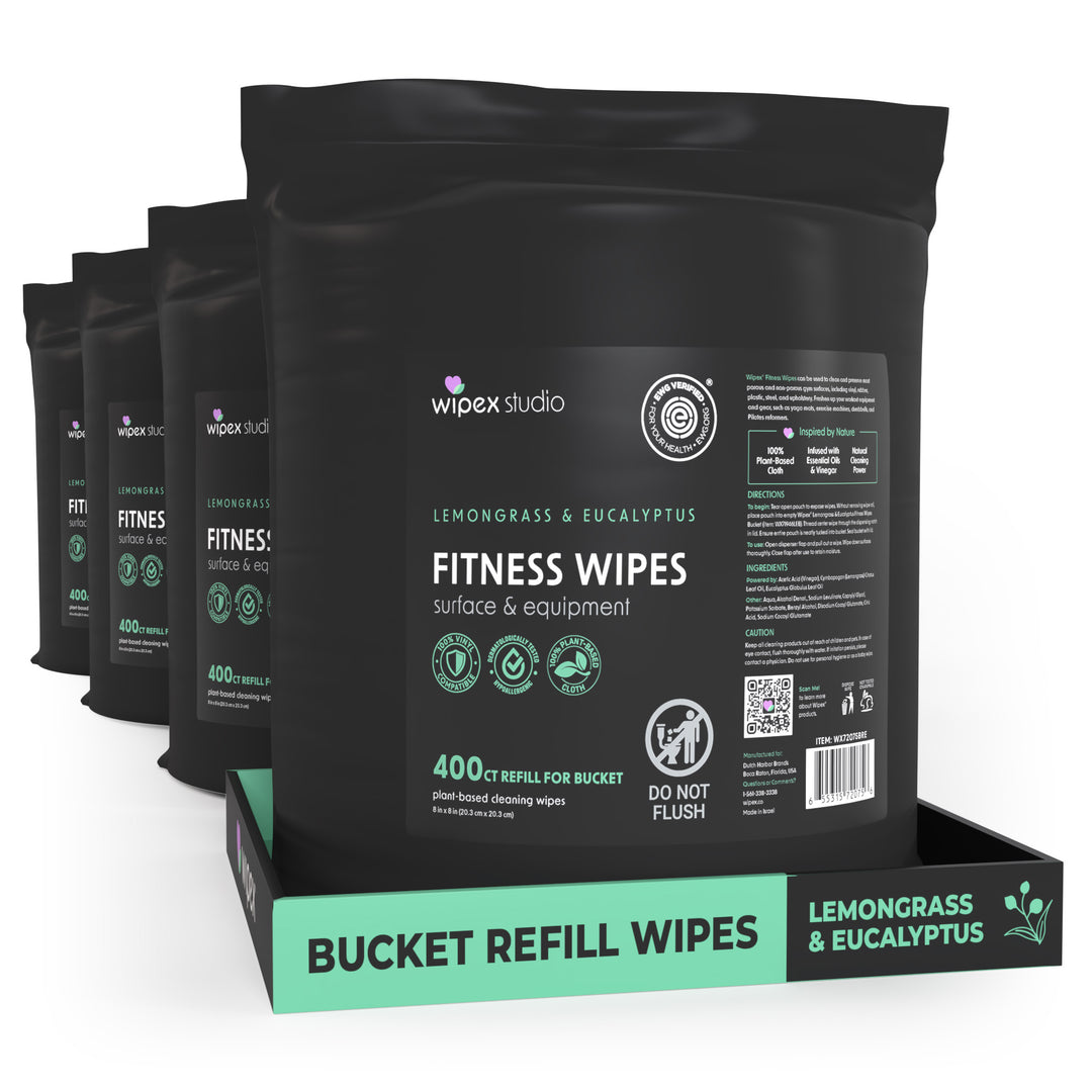 Wipex 400 Yoga Mat Wipes | Natural | Plant-based | For Fitness & Yoga Gear, Chiropractic, Massage Tables