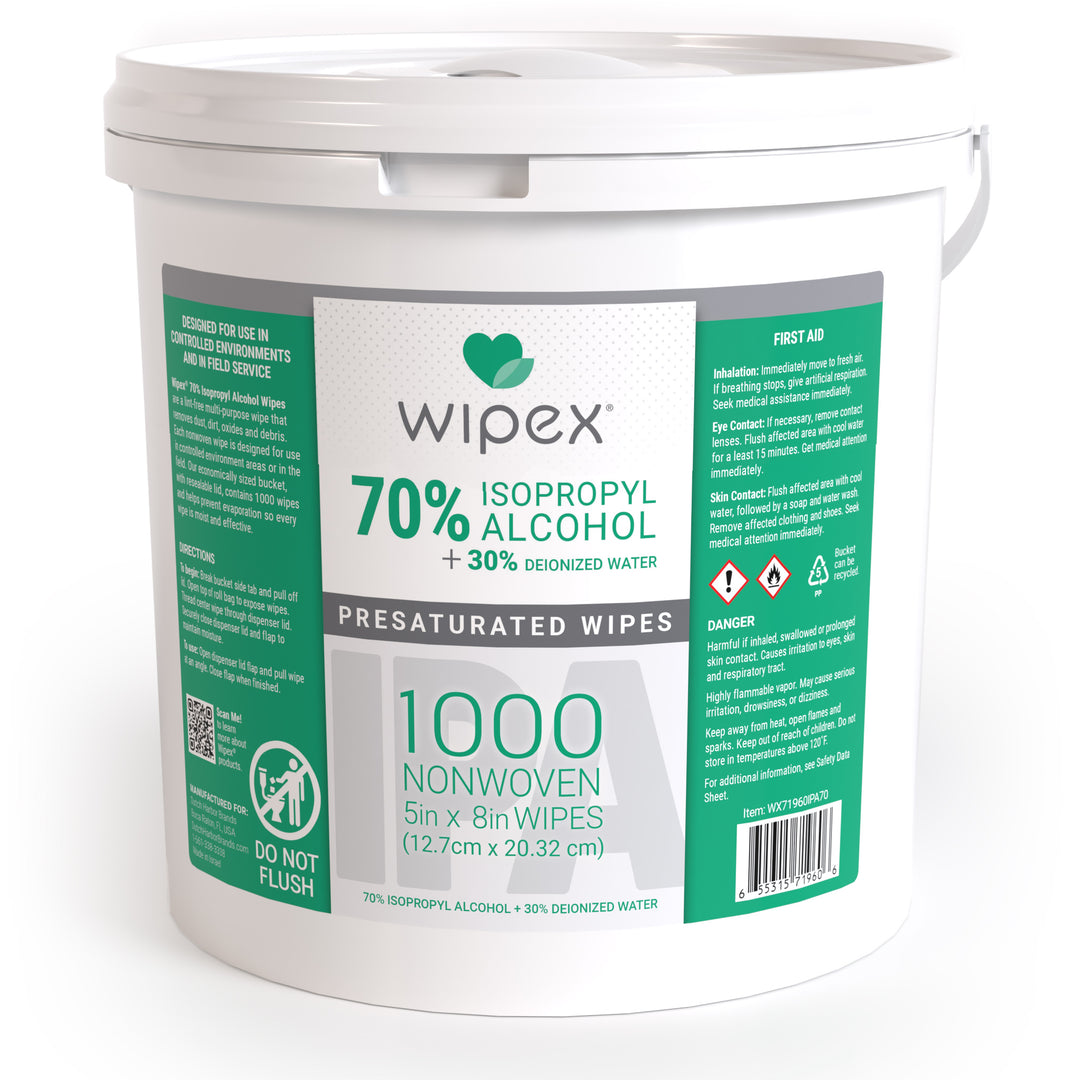 Wipex® Bulk Isopropyl Alcohol 1000 Wipes Per Bucket | High Purity | Commercial/Industrial Grade