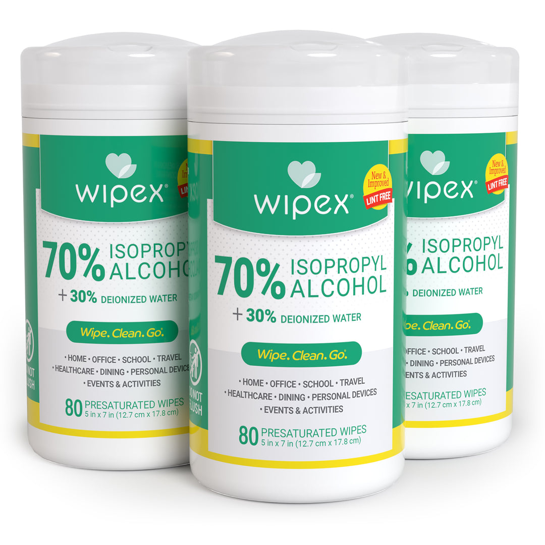 Wipex® 70% Pure Isopropyl Alcohol Wipes Canister 80ct | Commercial/Industrial Grade - Wipex Cleaning Wipes