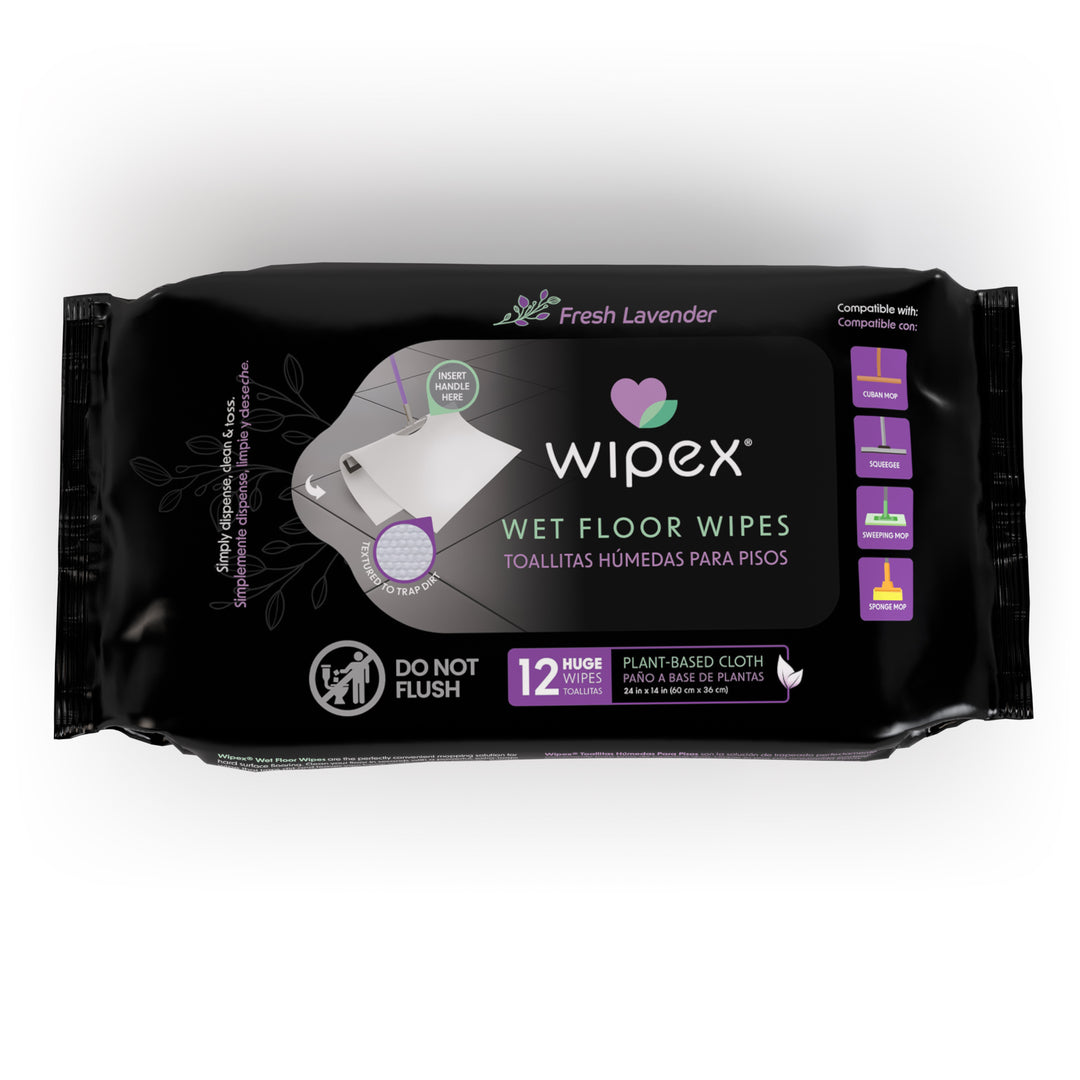 Wipex Earth-Friendly XL Wet Mop Wipes | Plastic-Free Floor Cleaning Pads