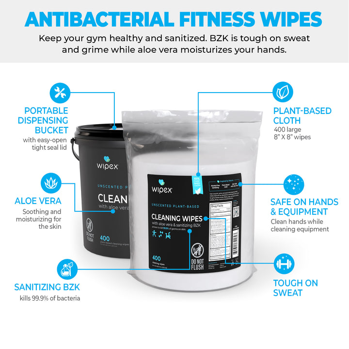 Wipex® Plant-Based Unscented Sanitizing Wipes – Starter Bundle (400 ct Bucket + 400 ct Refill)