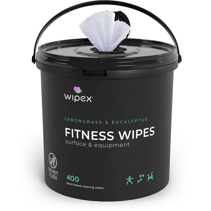 Wipex 400ct Natural Gym Wipes for Fitness Equipment | Portable Dispensing Bucket or Refill | Plant-Based -  by Wipex Co. - Available at wipex-natural-wipes.myshopify.com