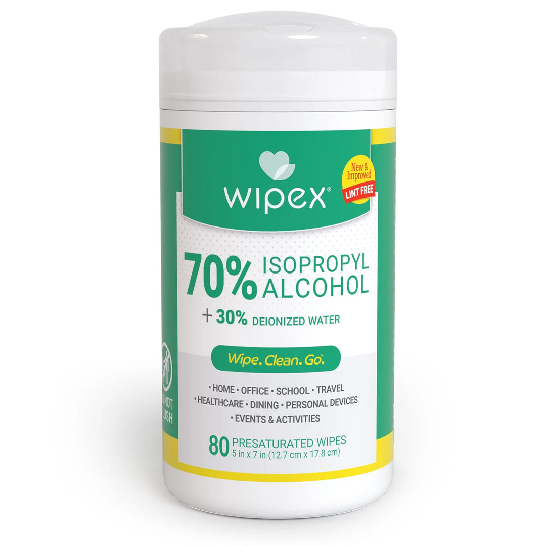 Wipex® 70% Pure Isopropyl Alcohol Wipes Canister 80ct | Commercial/Industrial Grade -  by Wipex Co. - Available at wipex-natural-wipes.myshopify.com