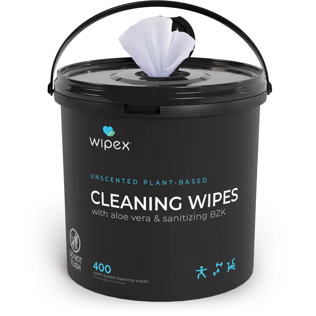 Wipex® Bulk Antibacterial Wipes Portable Dispensing Bucket 400ct | Skin-Safe Sanitizing Wipe | Biodegradable Cloth -  by Wipex Co. - Available at wipex-natural-wipes.myshopify.com