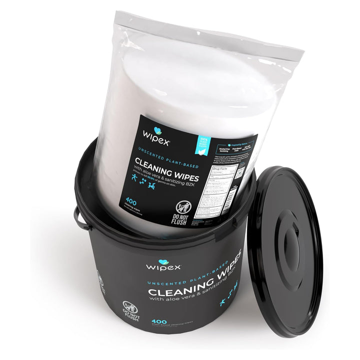 Wipex® Bulk Antibacterial Wipes Portable Dispensing Bucket 400ct | Skin-Safe Sanitizing Wipe | Biodegradable Cloth - product_type by Wipex Co. - Available at wipex-natural-wipes.myshopify.com