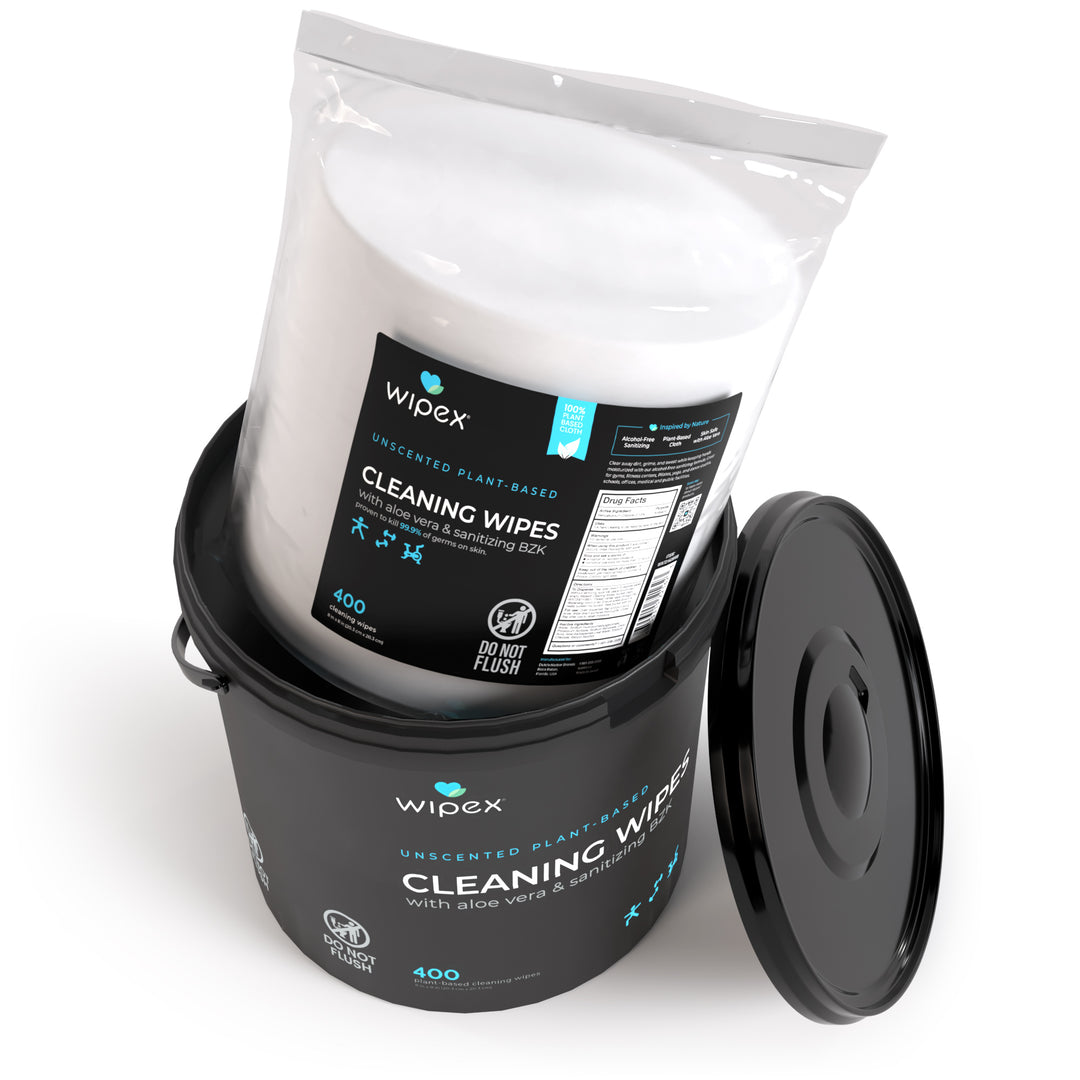 Wipex® Bulk Antibacterial Wipes Portable Dispensing Bucket 400ct | Skin-Safe Sanitizing Wipe | Biodegradable Cloth - product_type by Wipex Co. - Available at wipex-natural-wipes.myshopify.com