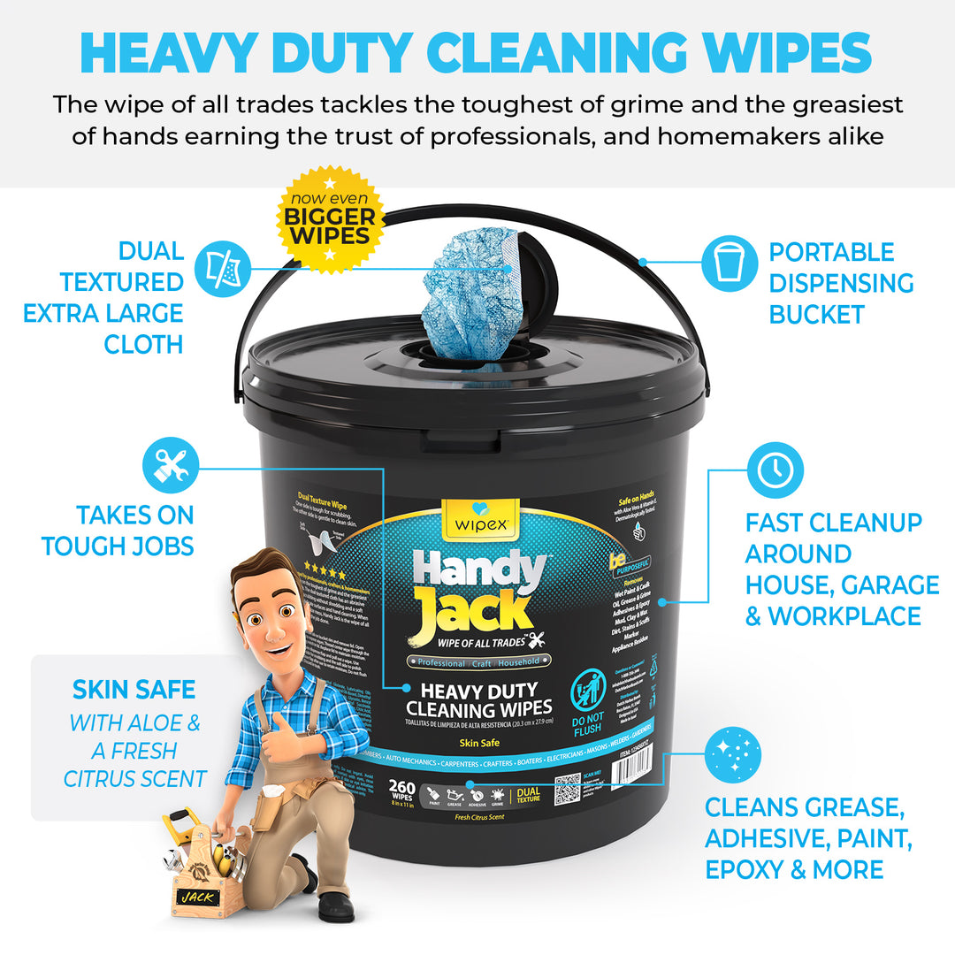 Wipex® Handy Jack® Heavy Duty Cleaning Wipes 260ct | Bulk Value Bucket - product_type by Wipex Co. - Available at wipex-natural-wipes.myshopify.com