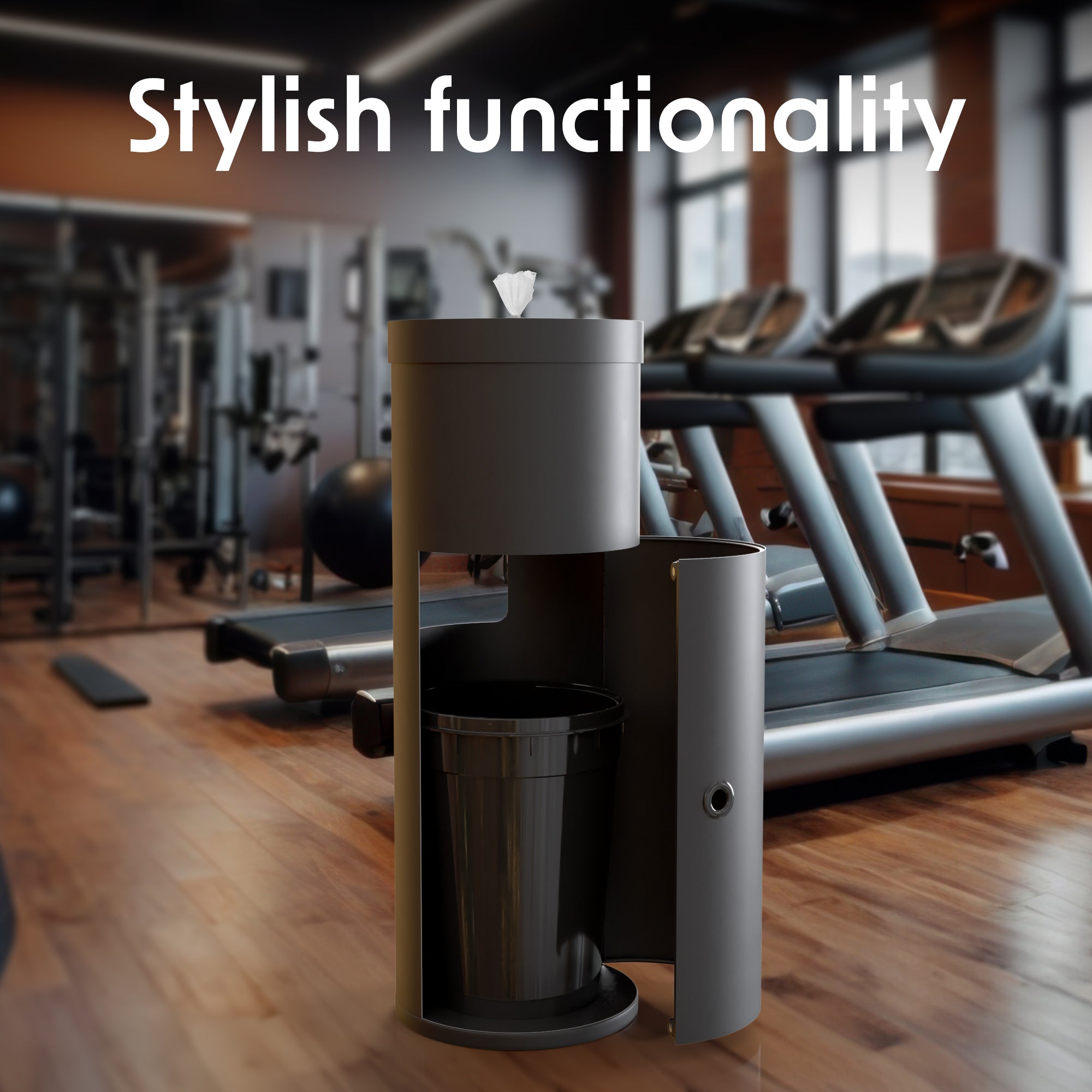 Stainless Steel Gym Wipes Dispenser | Free Standing & Durable