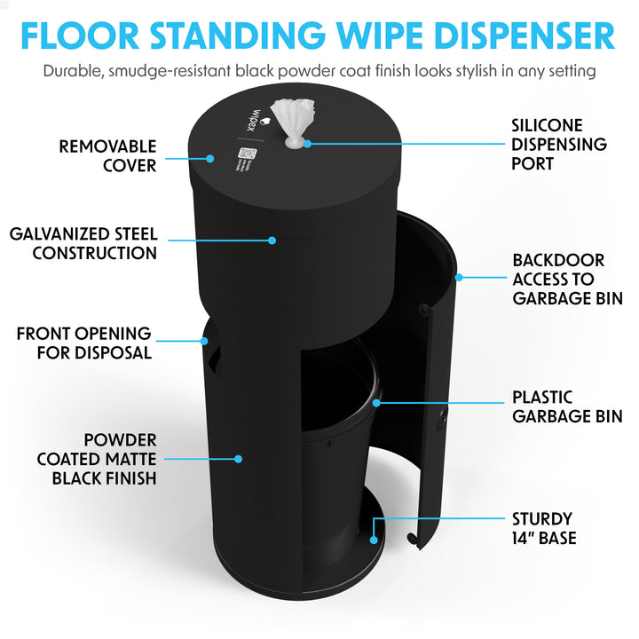 Wipex Premium Matte Floor Dispenser for Bulk Gym Wipes | Stainless Steel | Free Standing Model - product_type by Wipex Co. - Available at wipex-natural-wipes.myshopify.com