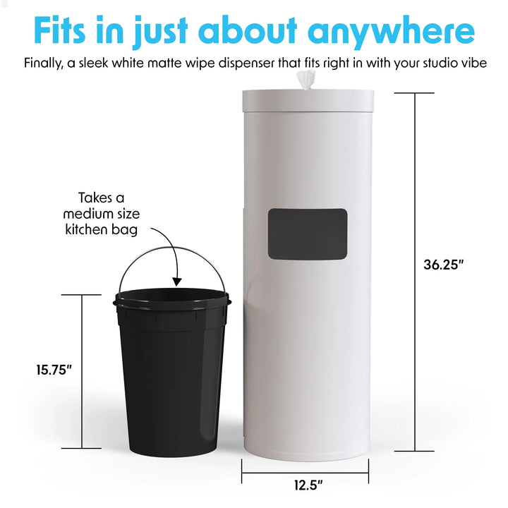 Wipex Premium Studio White Floor Dispenser for Bulk Gym Wipes | Stainless Steel | Free Standing Model -  by Wipex Co. - Available at wipex-natural-wipes.myshopify.com