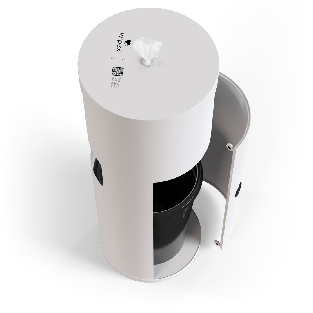 Wipex Premium Studio White Floor Dispenser for Bulk Gym Wipes | Stainless Steel | Free Standing Model - product_type by Wipex Co. - Available at wipex-natural-wipes.myshopify.com