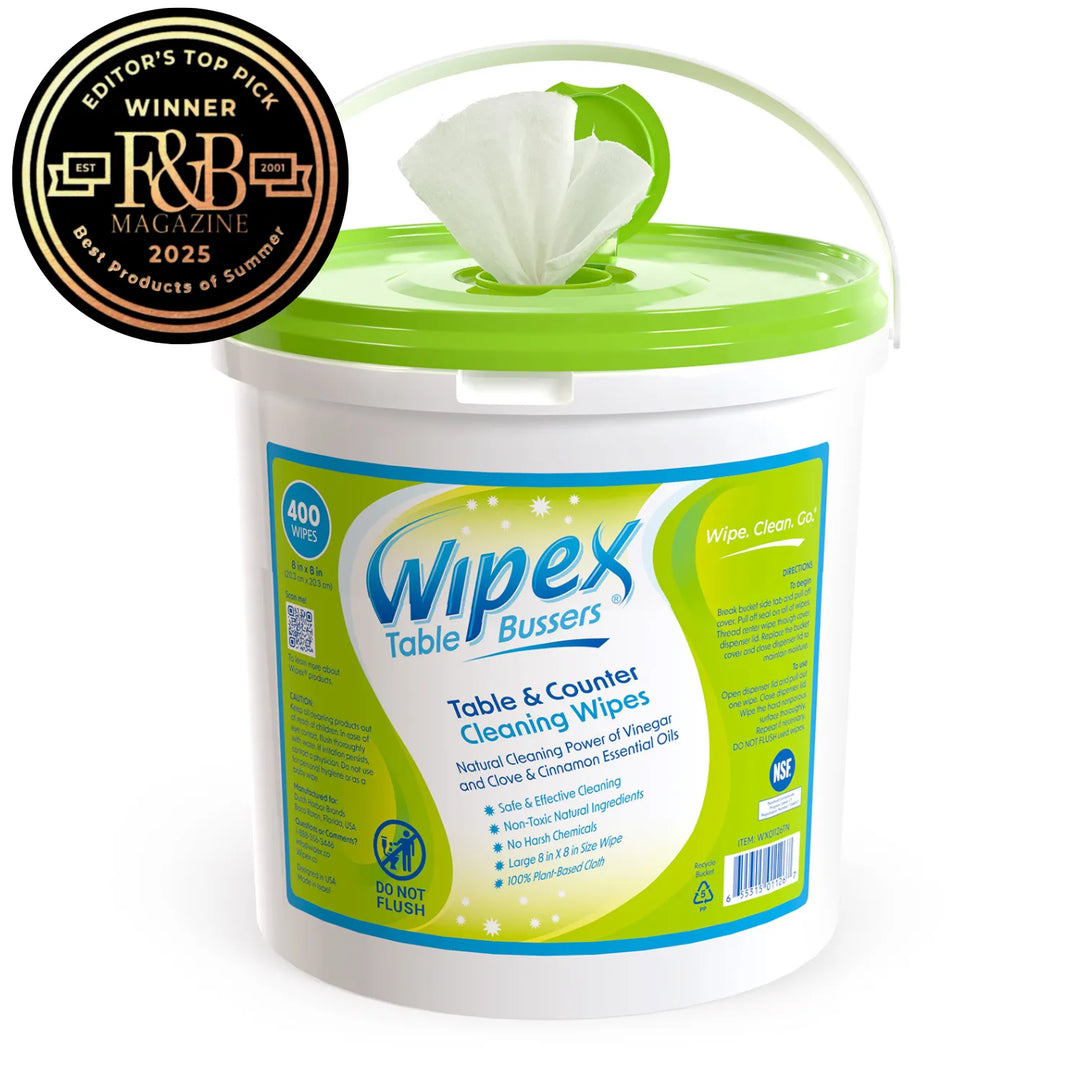 Wipex® Table Bussers® Natural All-Purpose Cleaning Wipes | Compostable Cloth | Portable Dispensing Bucket -  by Wipex Co. - Available at wipex-natural-wipes.myshopify.com