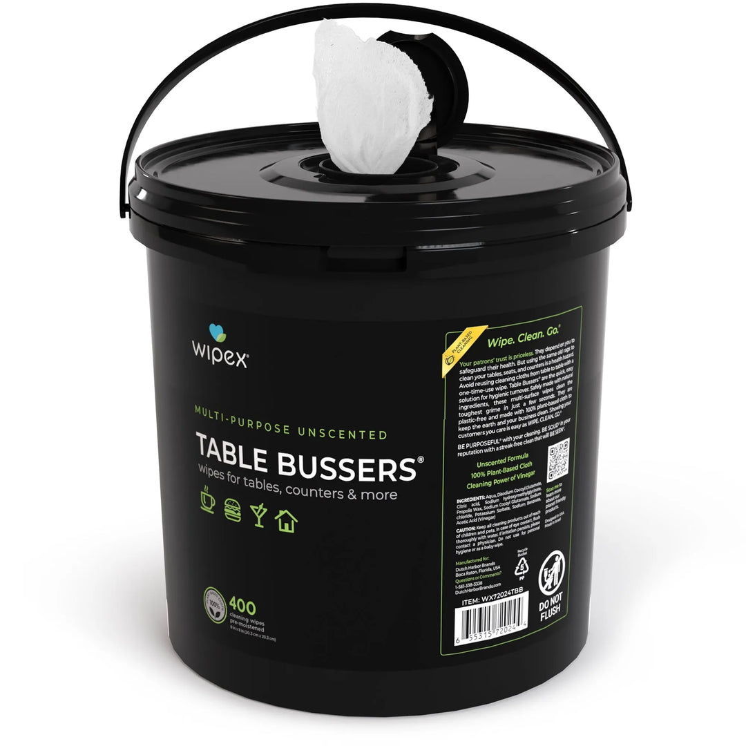 Wipex® Table Bussers® Natural Unscented Cleaning Wipes for Home & Food Service | Plant-Based | Portable Bucket -  by Wipex Co. - Available at wipex-natural-wipes.myshopify.com