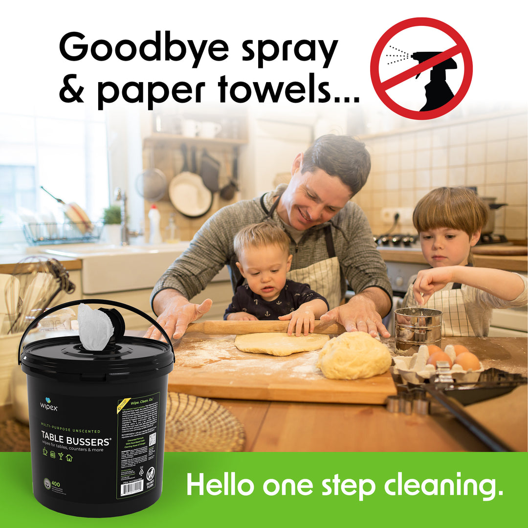 Wipex® Table Bussers® Natural Unscented Cleaning Wipes for Home & Food Service | Plant-Based | Portable Bucket - product_type by Wipex Co. - Available at wipex-natural-wipes.myshopify.com